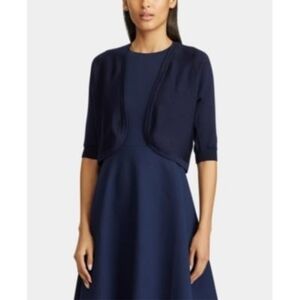 Lauren Ralph Lauren Half-Sleeve Open Shrug Sweater   Lighthouse Navy Med New